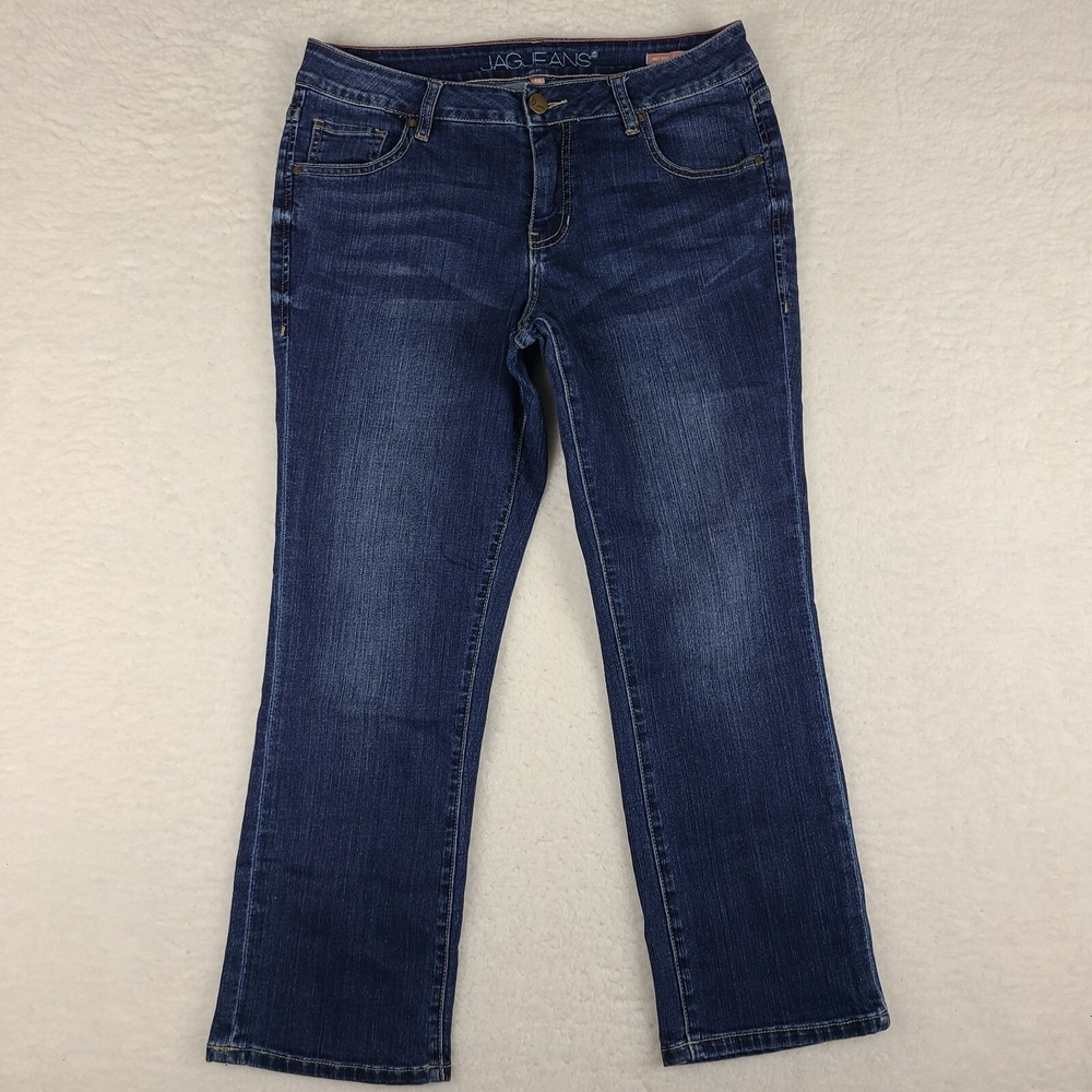 Jag Jeans Womens 10 Blue Mid Rise Ankle Flare Dark Wash Denim